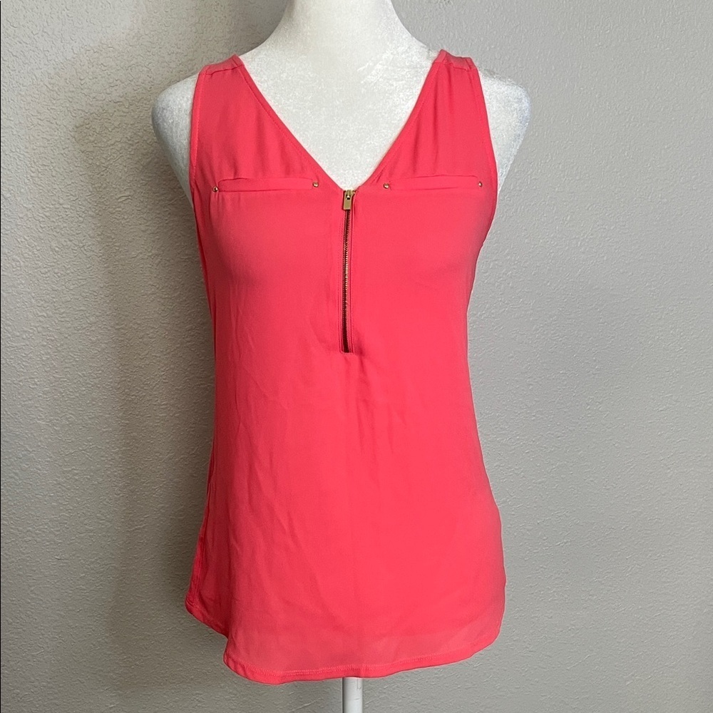 Express Mixed Media Zip Front Tank Top Pink Size XS